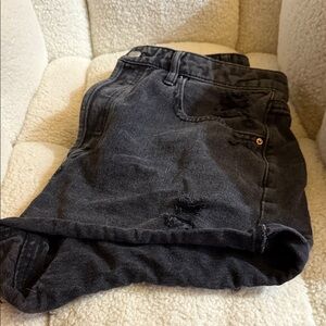 Black Distressed Denim Shorts